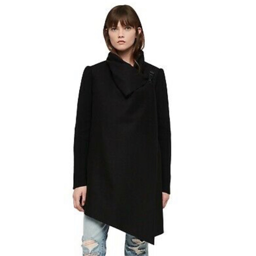 All Saints Monument Ribbed Sleeve Coat black US 4
